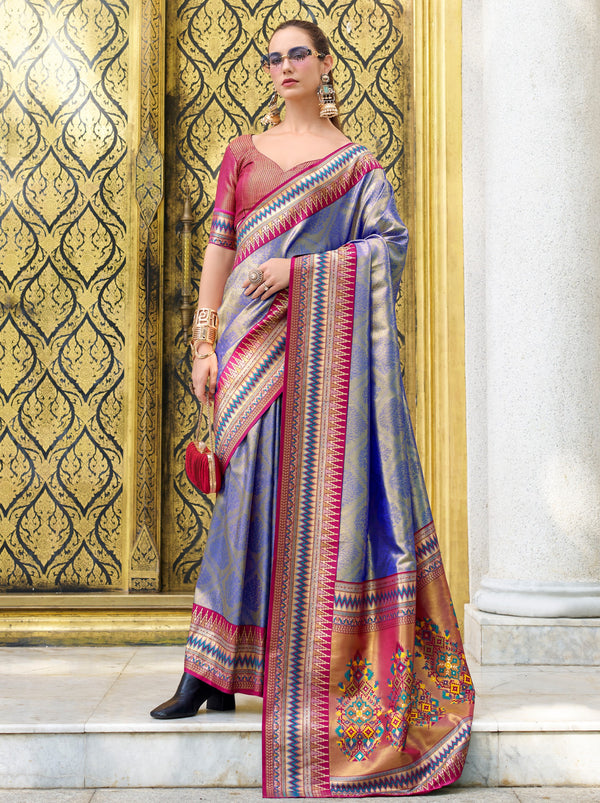 Tufts Blue Tissue Celebration Saree