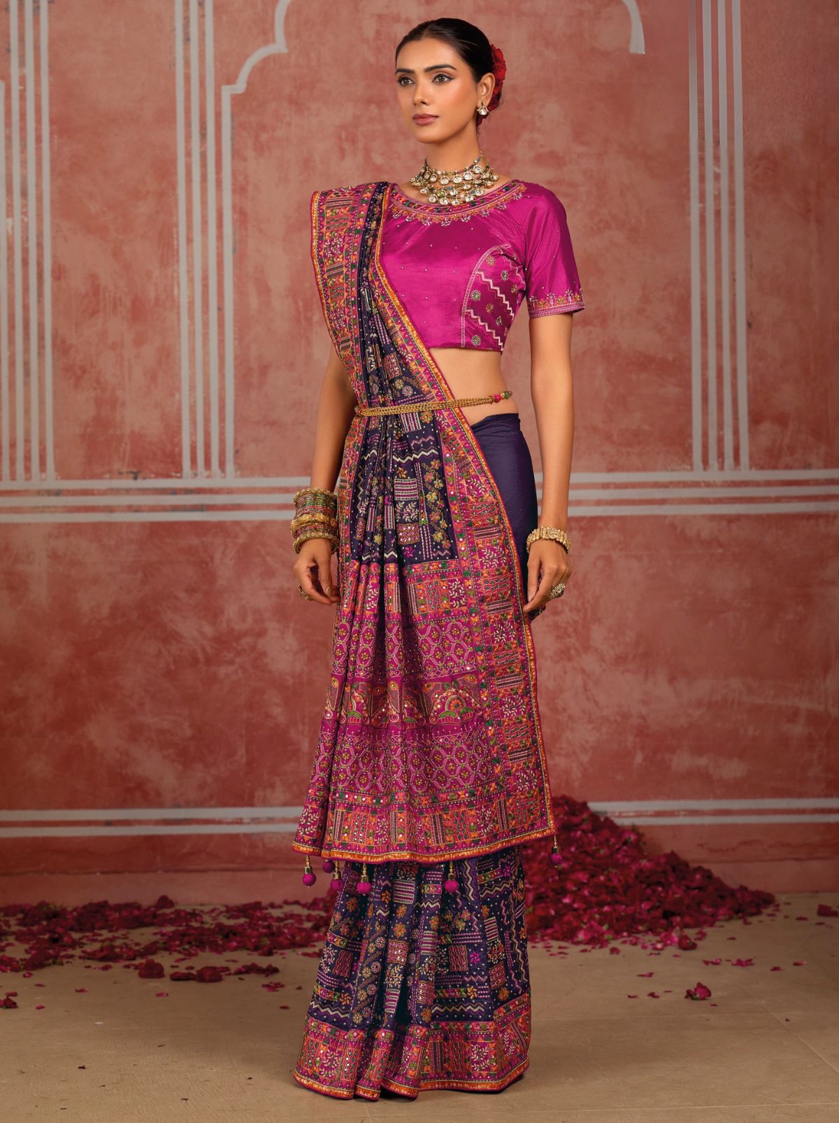 Midnight Blue Luxurious Premium Silk Saree With Intricate Embroidery