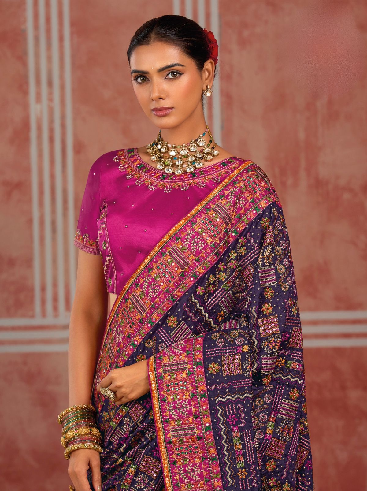 Midnight Blue Luxurious Premium Silk Saree With Intricate Embroidery