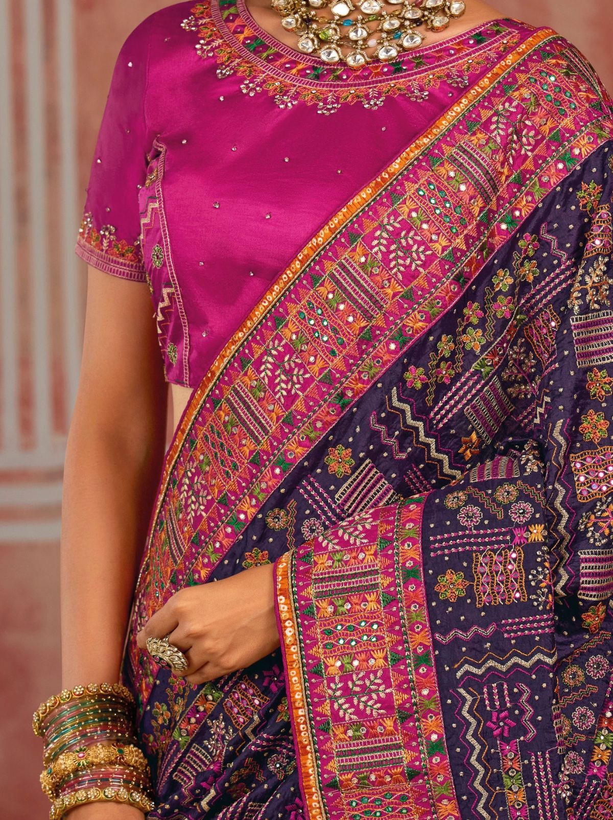 Midnight Blue Luxurious Premium Silk Saree With Intricate Embroidery