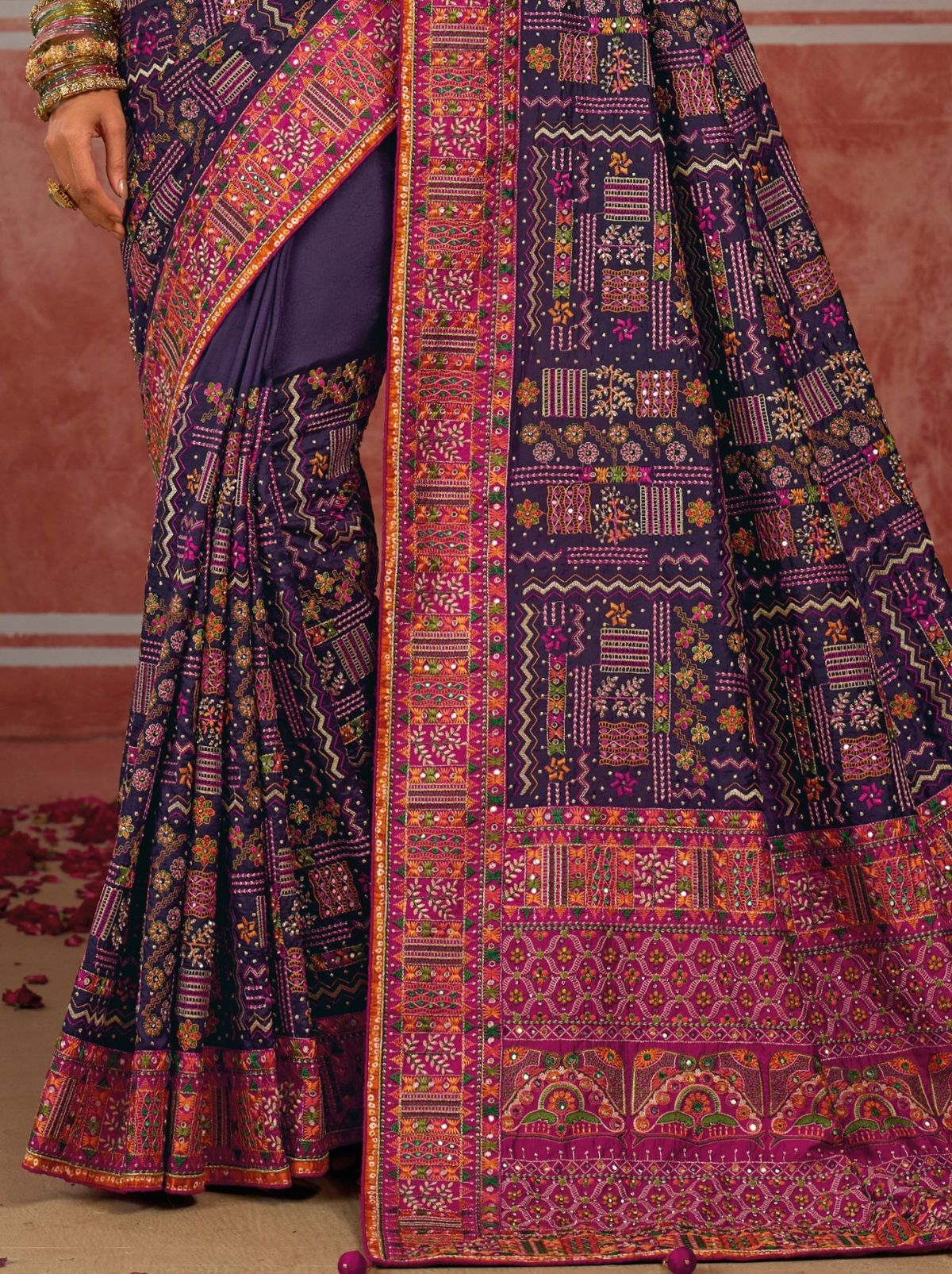 Midnight Blue Luxurious Premium Silk Saree With Intricate Embroidery