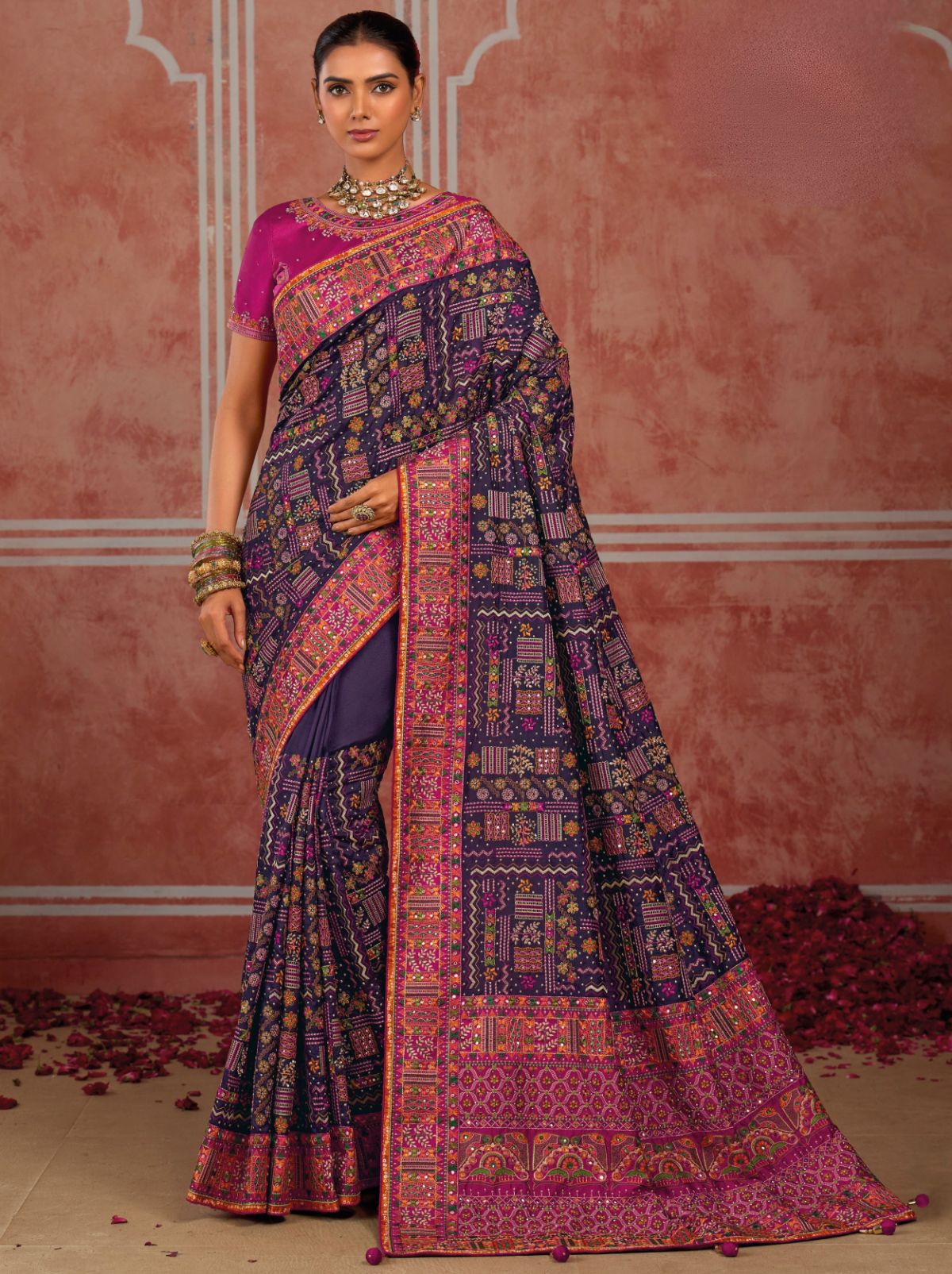 Midnight Blue Luxurious Premium Silk Saree With Intricate Embroidery