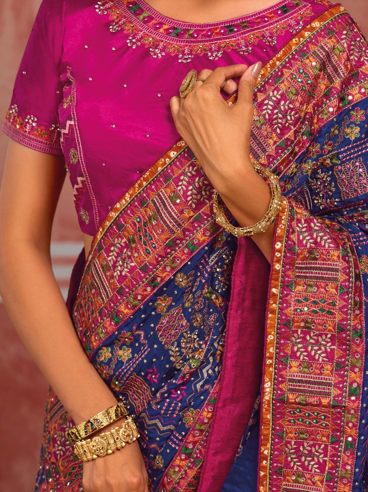 Sapphire Blue Luxurious Premium Silk Saree With Intricate Embroidery
