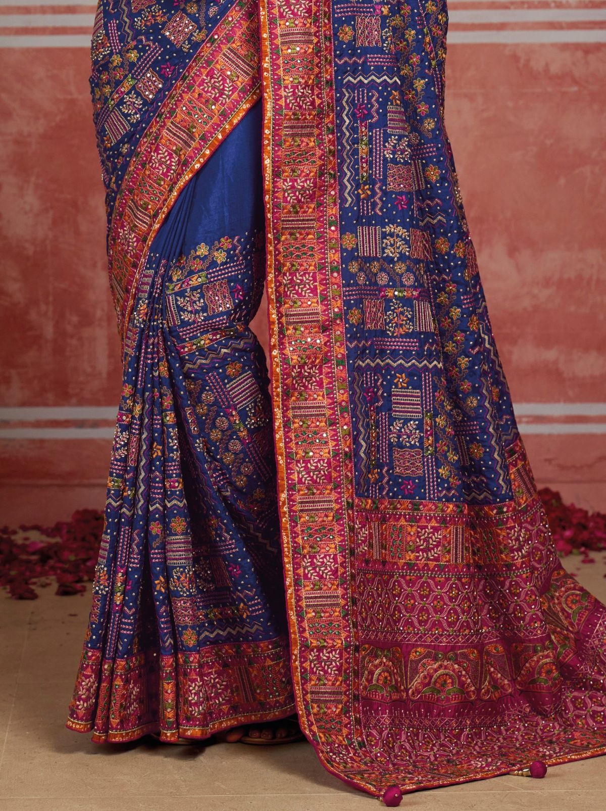 Sapphire Blue Luxurious Premium Silk Saree With Intricate Embroidery
