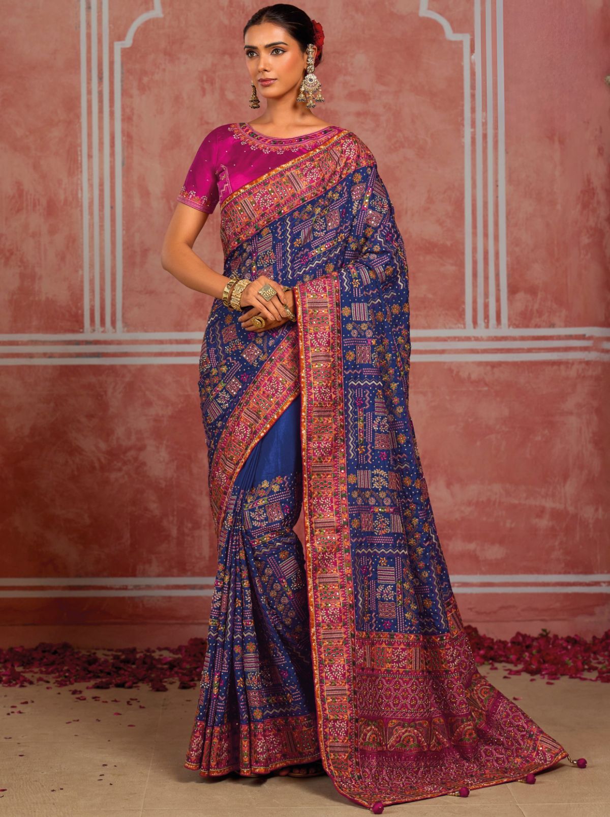 Sapphire Blue Luxurious Premium Silk Saree With Intricate Embroidery