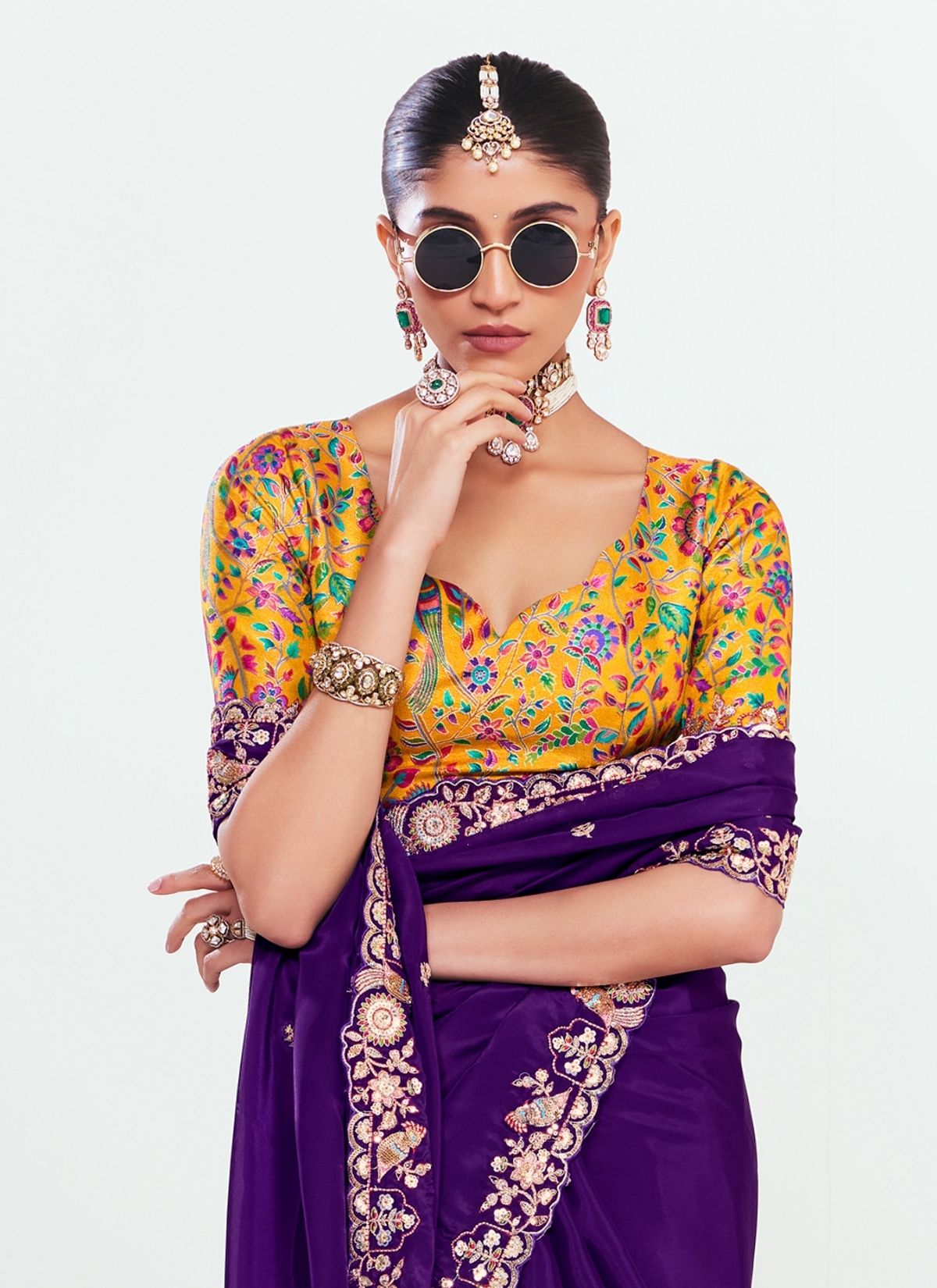 Royal Blue Party Fancy Premium Saree With Fine Blouse Piece - TrendOye