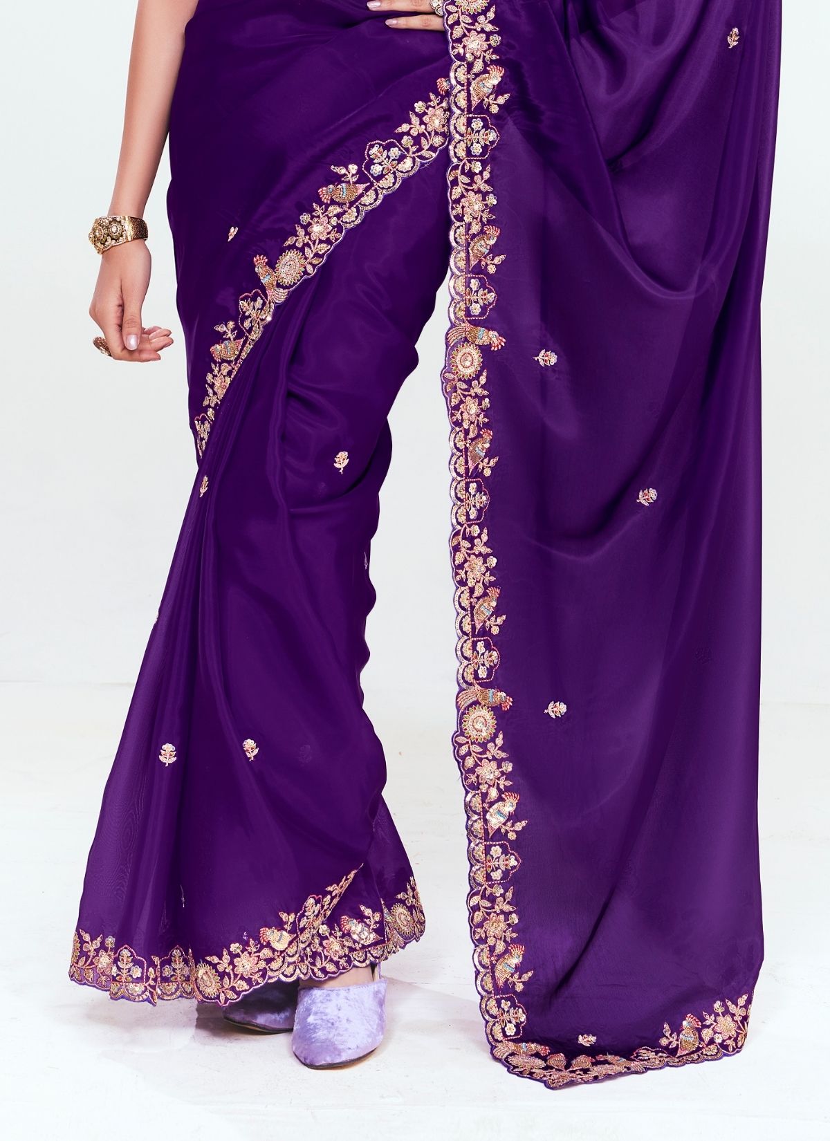 Royal Blue Party Fancy Premium Saree With Fine Blouse Piece - TrendOye