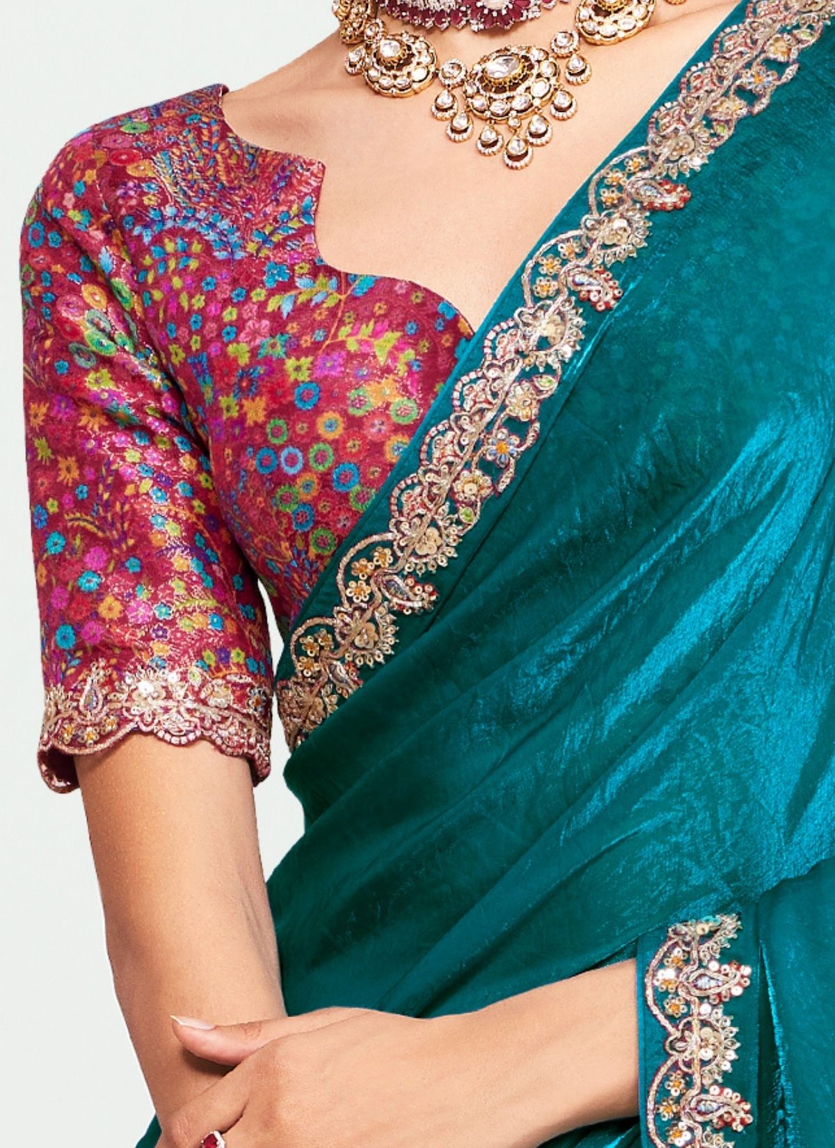 Prussian Blue Party Fancy Premium Saree With Fine Blouse Piece - TrendOye