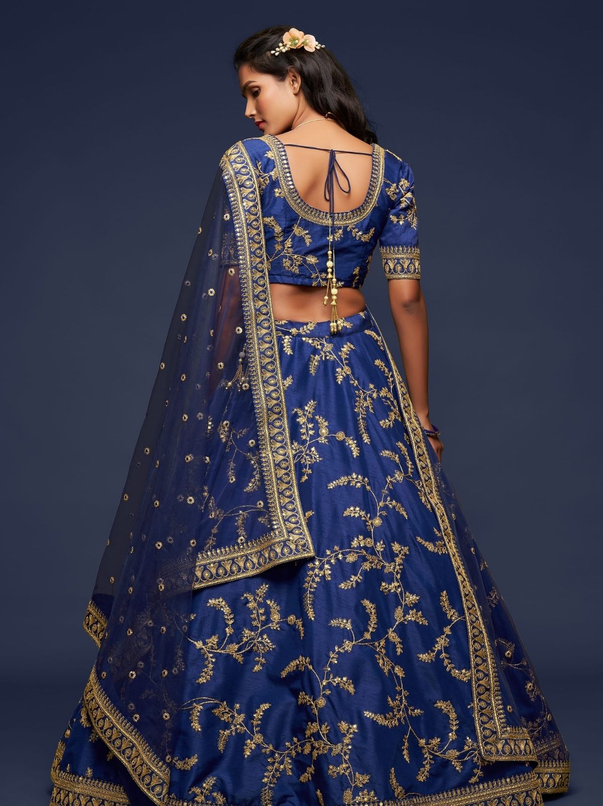 Royal Blue Premium Celebration Lehenga Set With Sequin & Zari Work