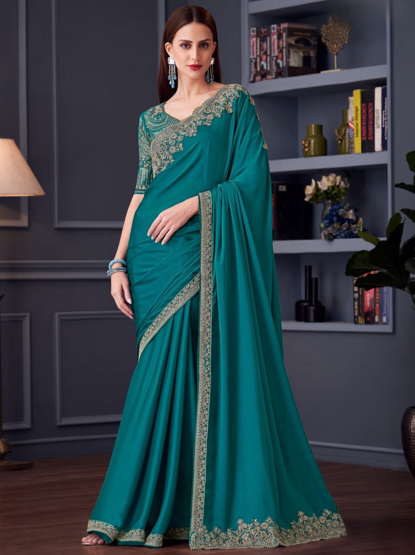 Sapphire Blue Party Designer Saree