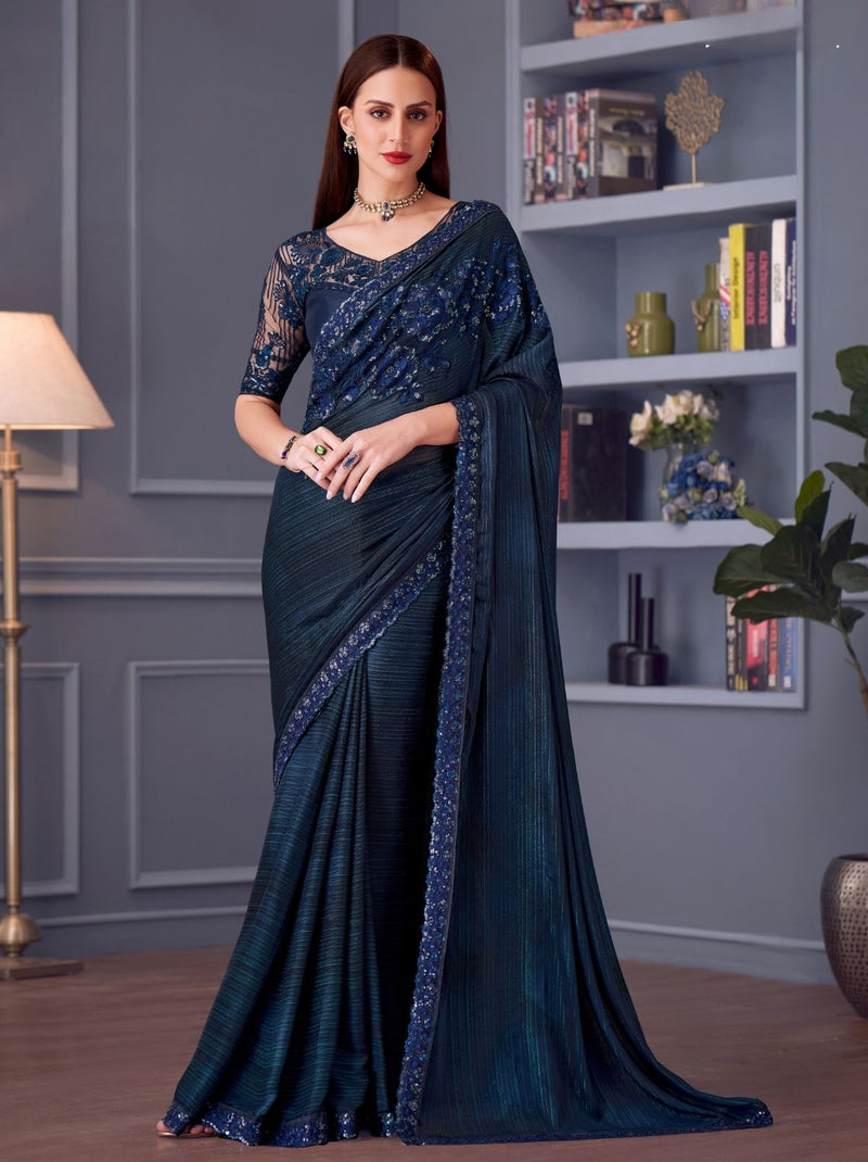 Deep Blue Party Designer Saree