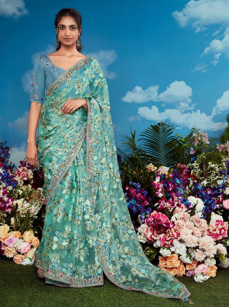 Maya Blue Party Designer Saree