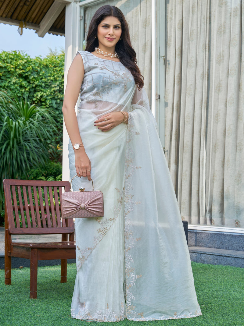 Baby Blue Celebration Saree