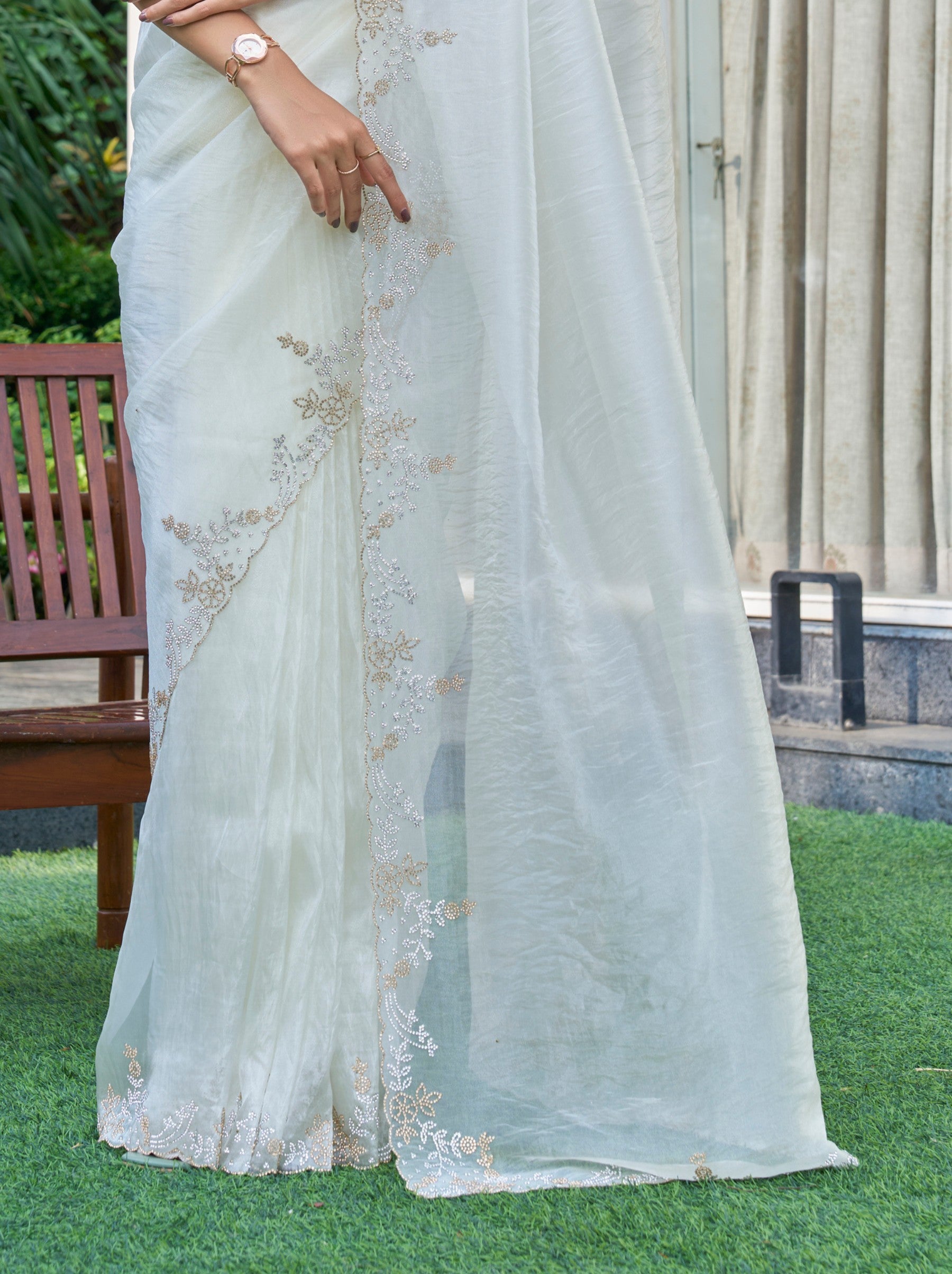 Baby Blue Celebration Saree - TrendOye