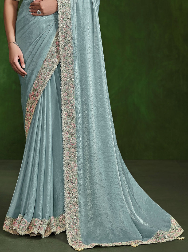 Tiffany Blue Celebration Saree