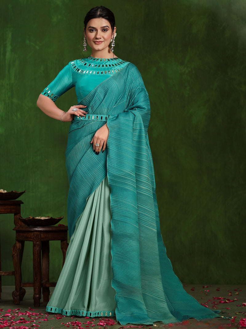 Azure Blue Celebration Saree