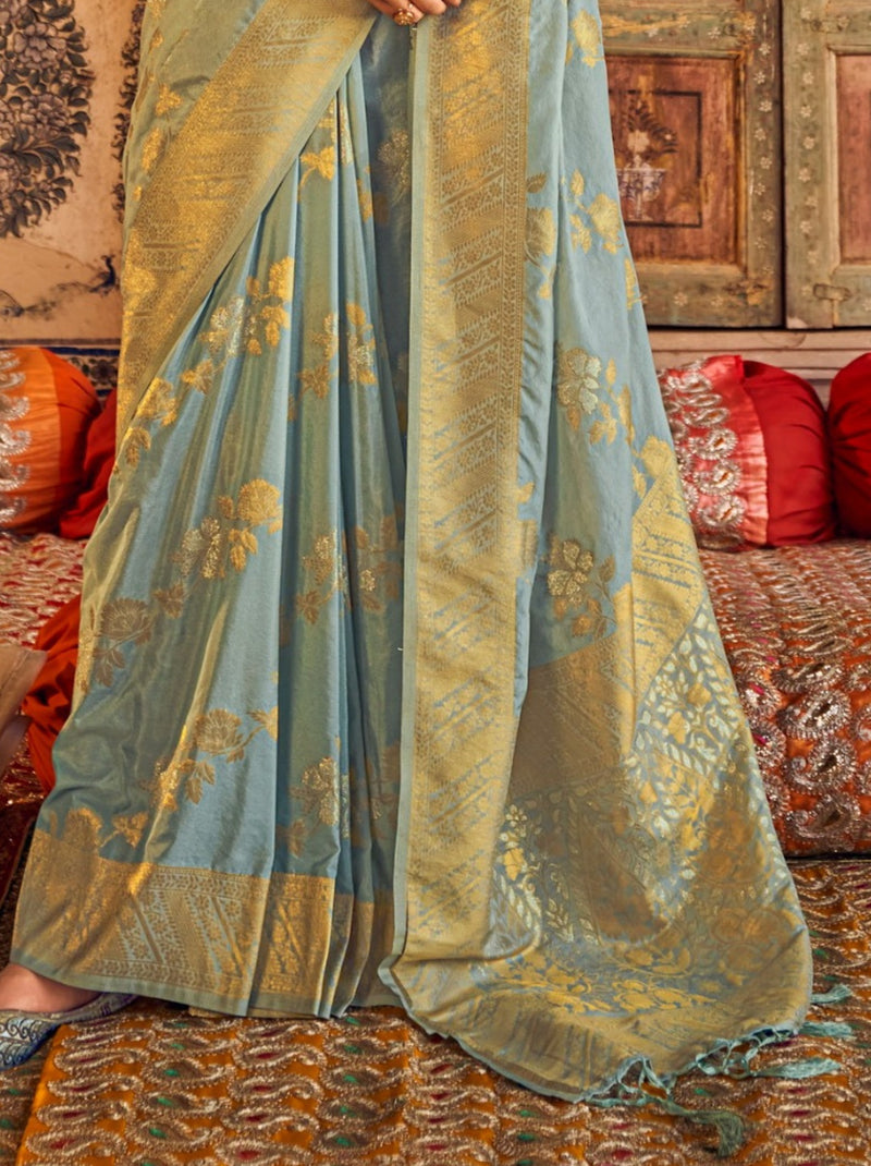 Sky Blue Premium Designer Georgette Party Saree