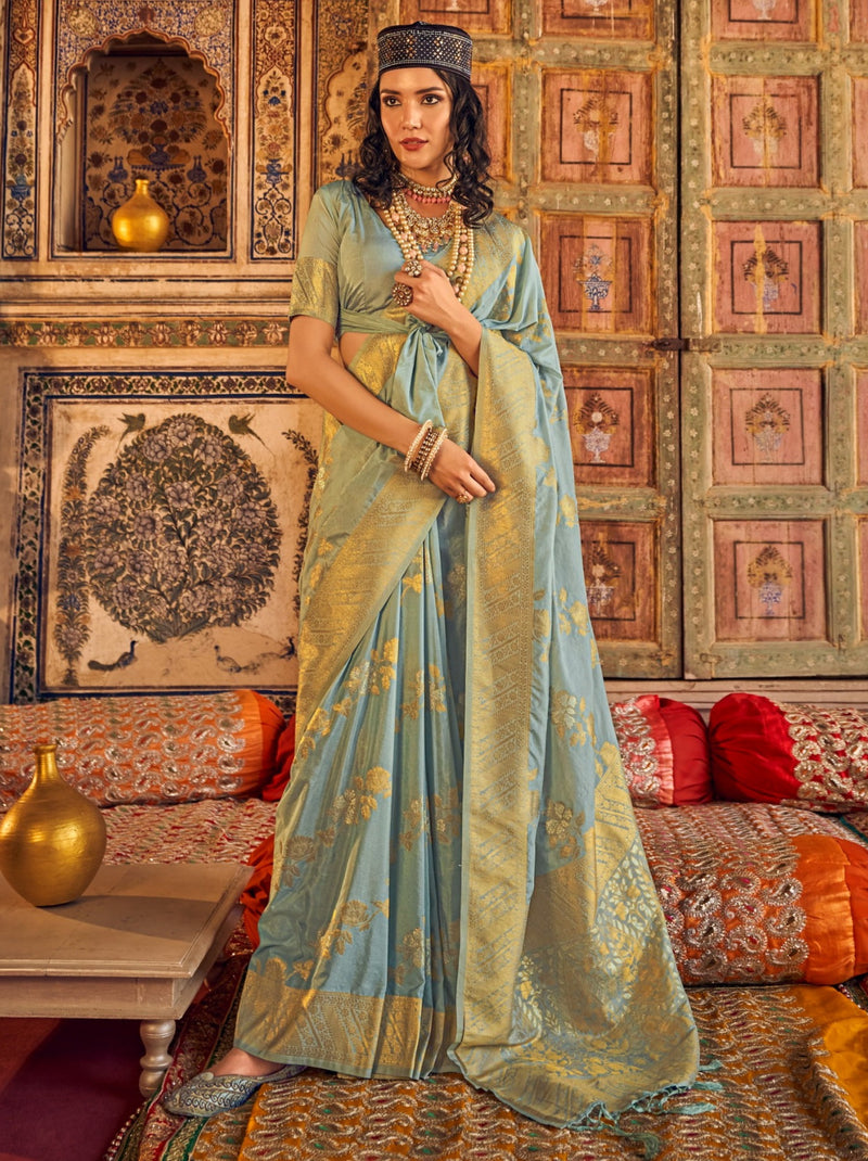 Sky Blue Premium Designer Georgette Party Saree