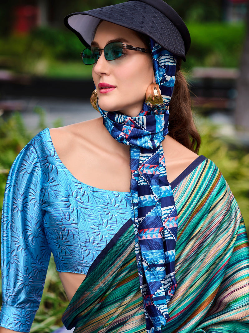 Azure Blue Party Saree