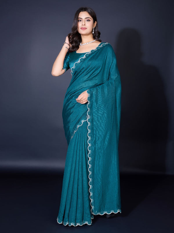 Sapphire Blue Fancy Premium Party Designer Saree