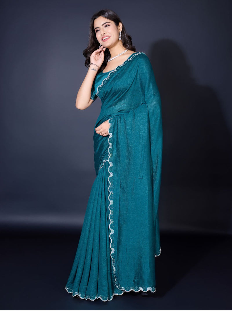 Sapphire Blue Fancy Premium Party Designer Saree