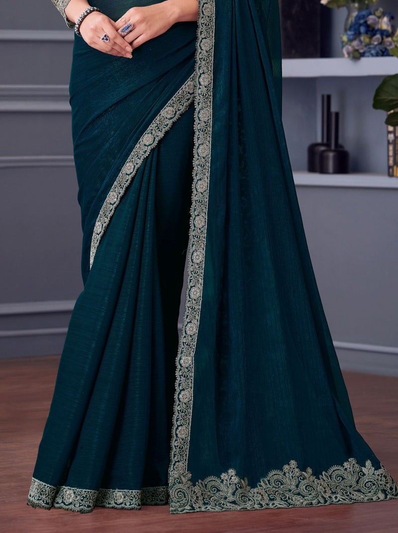 Denim Blue Party Designer Saree