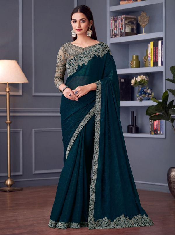 Denim Blue Party Designer Saree