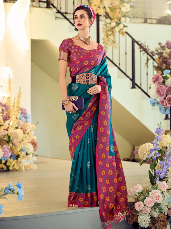 Prussian Blue Party Premium Saree