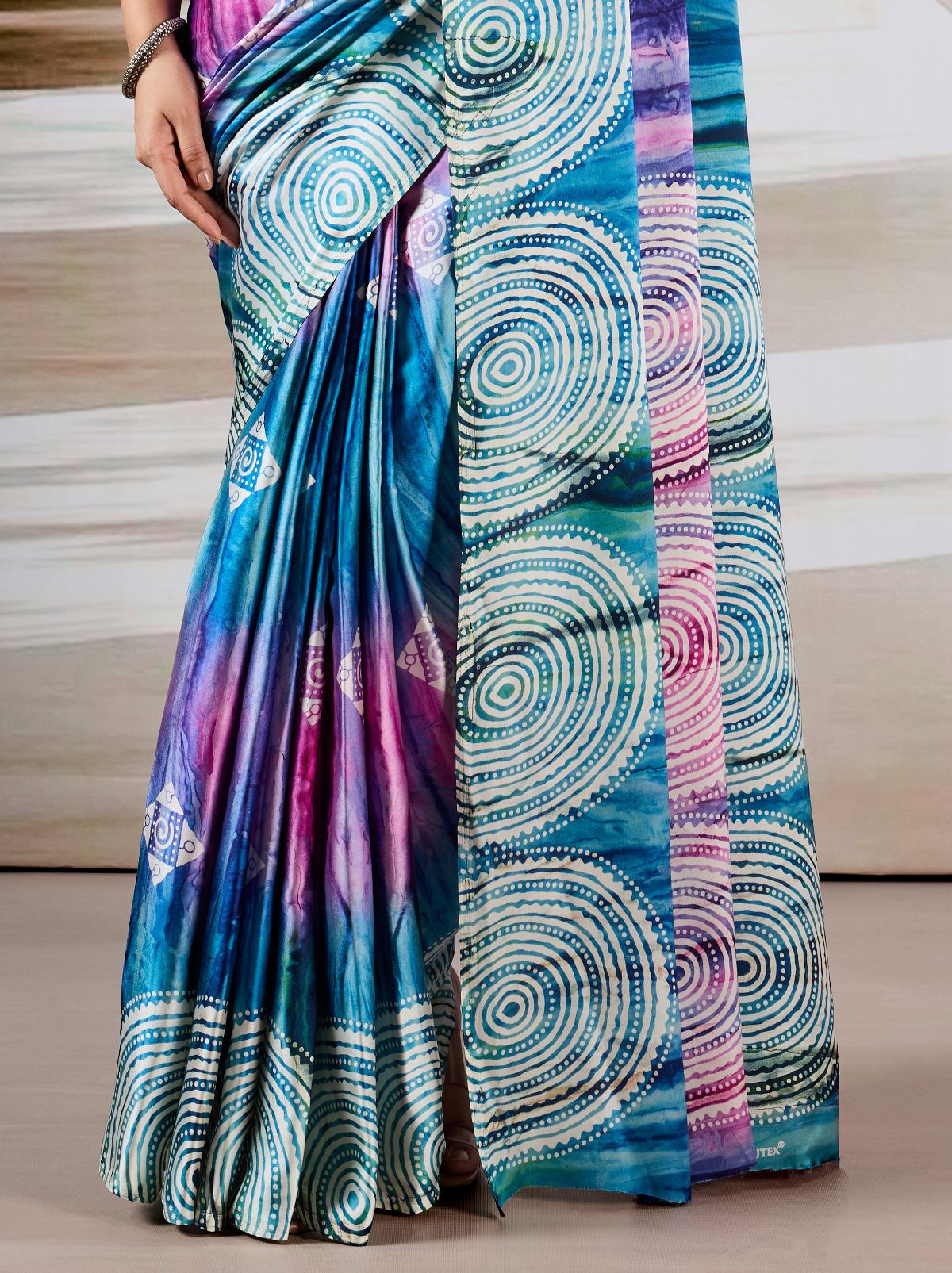 Azure Blue Premium Modal Satin Silk Saree - TrendOye