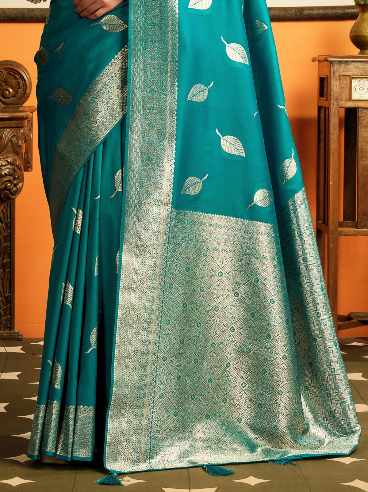 Olympic Blue Premium Soft Silk Saree With Tassels