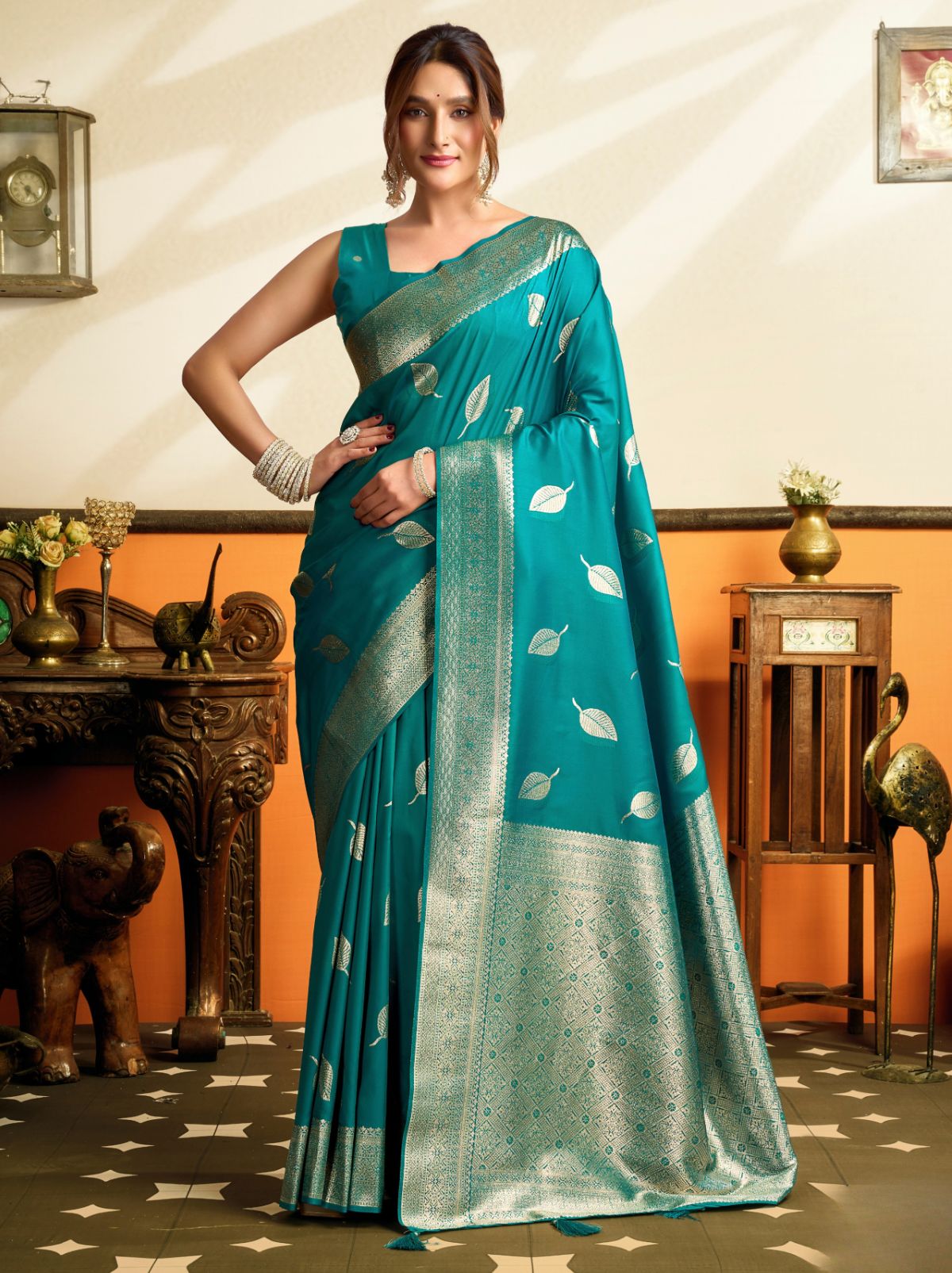 Olympic Blue Premium Soft Silk Saree With Tassels