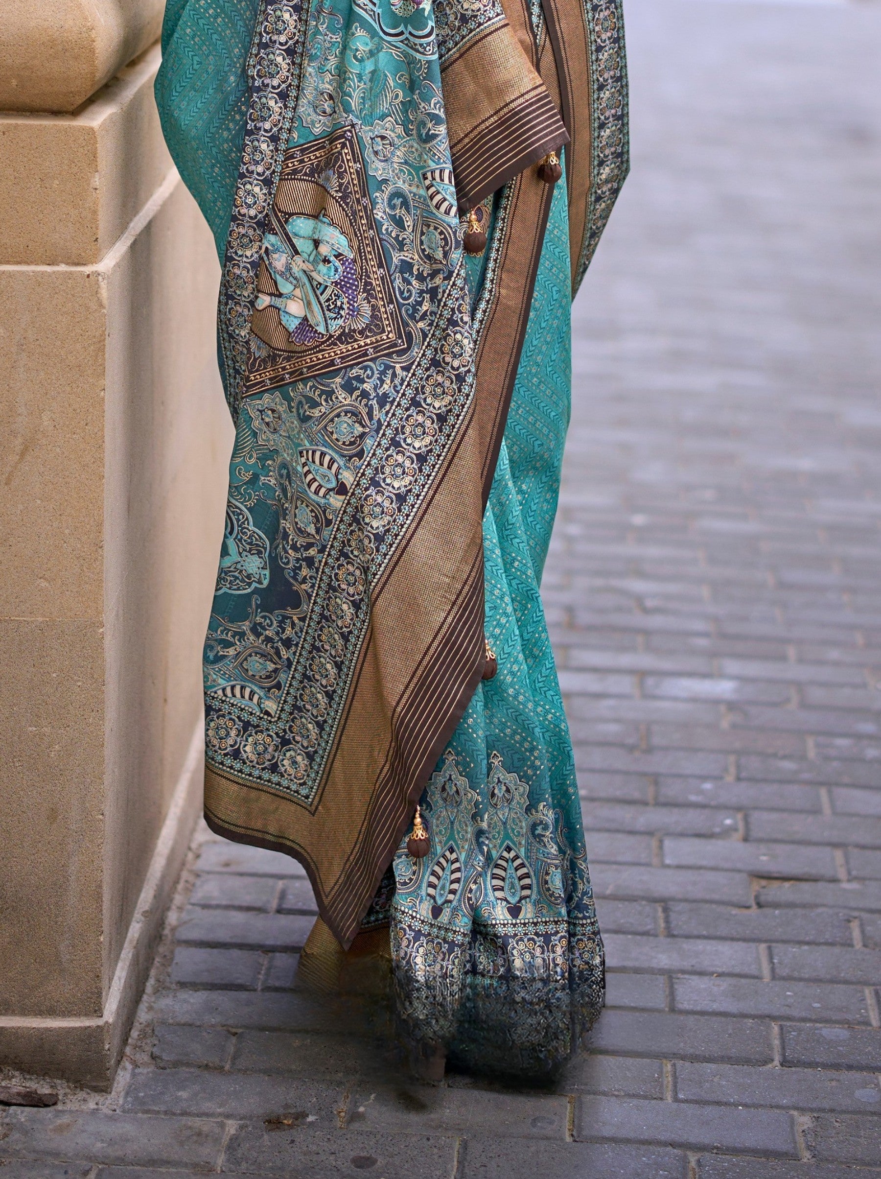 Carolina Blue Celebration Saree - TrendOye