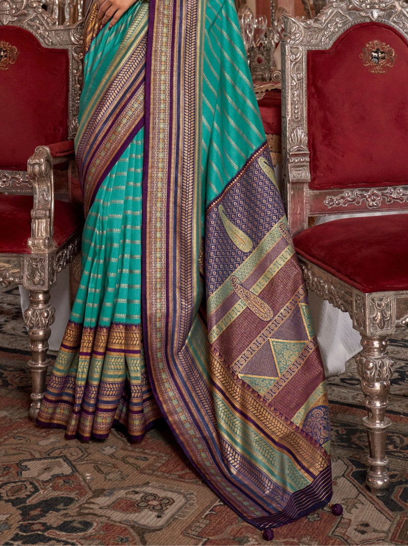 Tiffany Blue Wedding Party Designer Saree