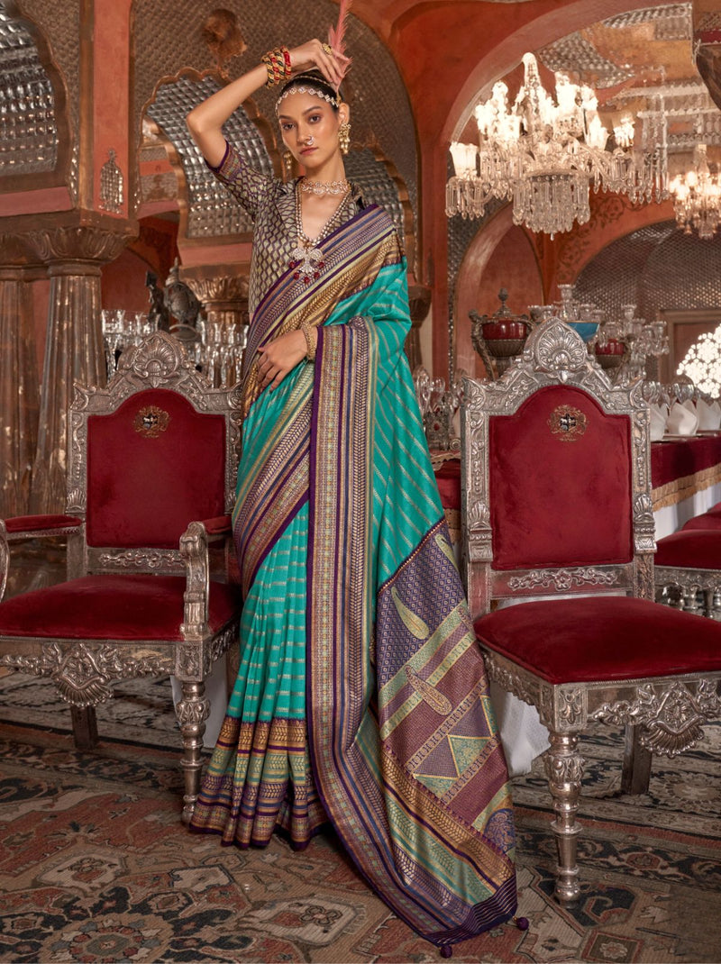 Tiffany Blue Wedding Party Designer Saree