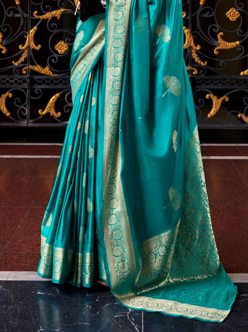 Azure Blue Designer Wedding Saree