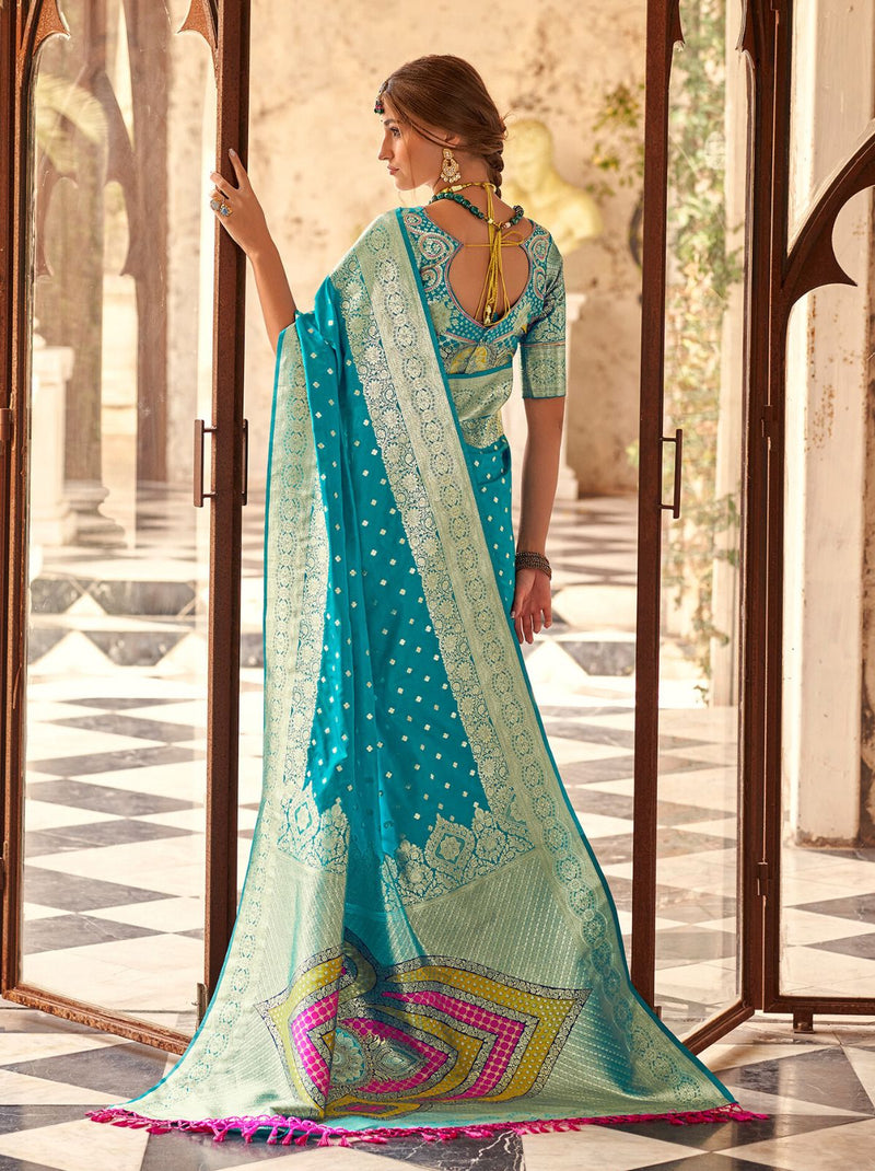 Olympic Blue Wedding Party Designer Saree