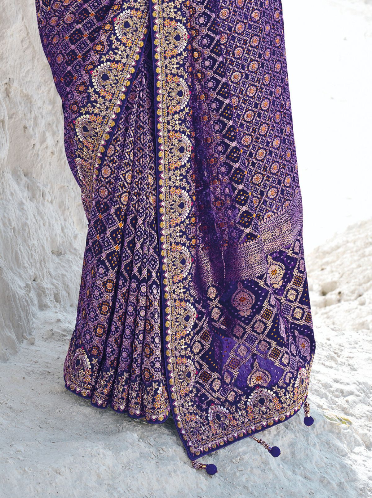 Space Blue Wedding Designer Saree - TrendOye