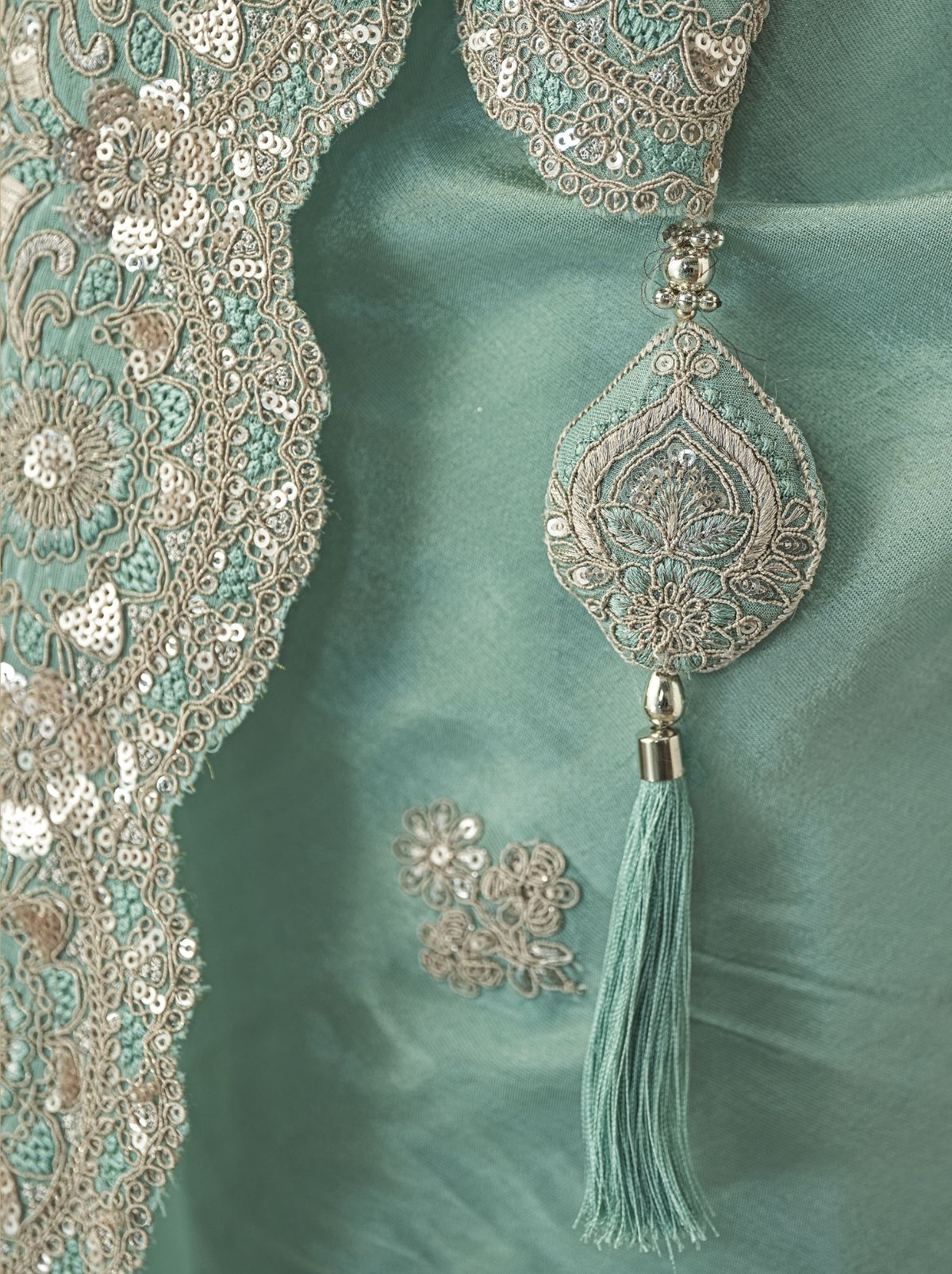 Baby Blue Regal Designer Georgette Silk Saree for Brides