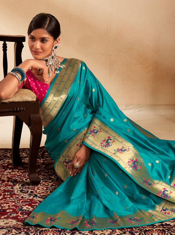 Azure Blue Paithani Festive Saree