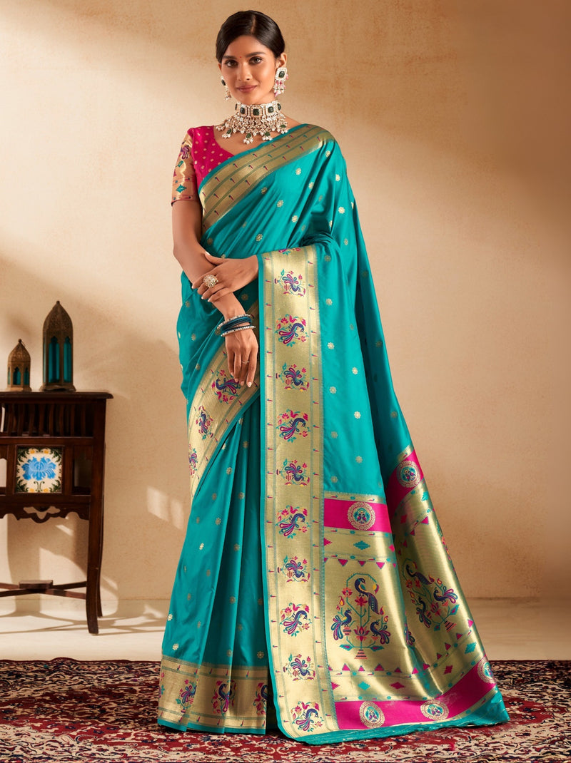 Azure Blue Paithani Festive Saree