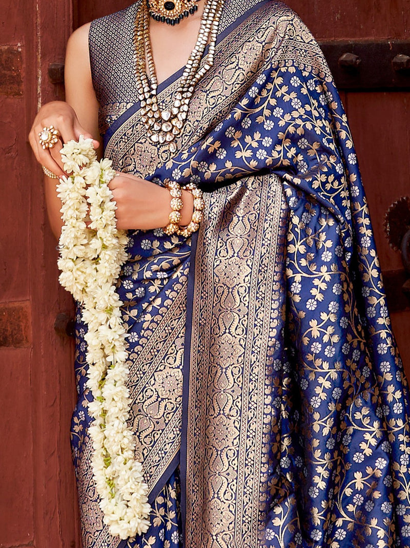 Deep Blue Party Wedding Saree