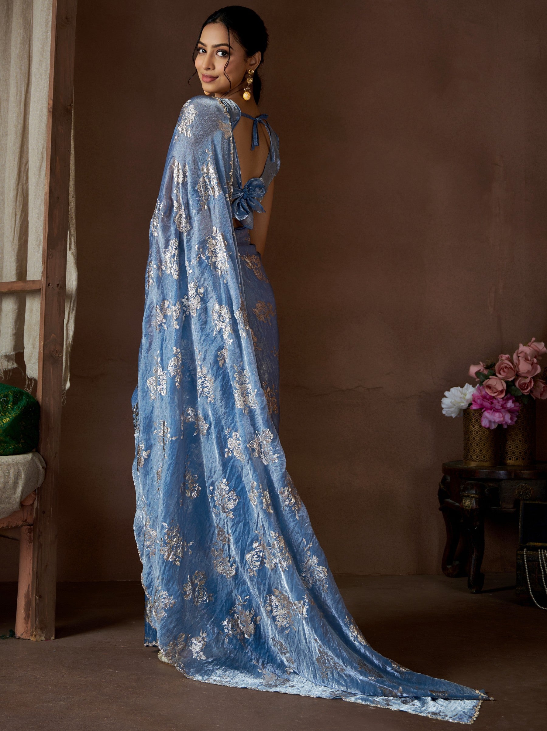 Cornflower Blue Party Premium Designer Saree - TrendOye