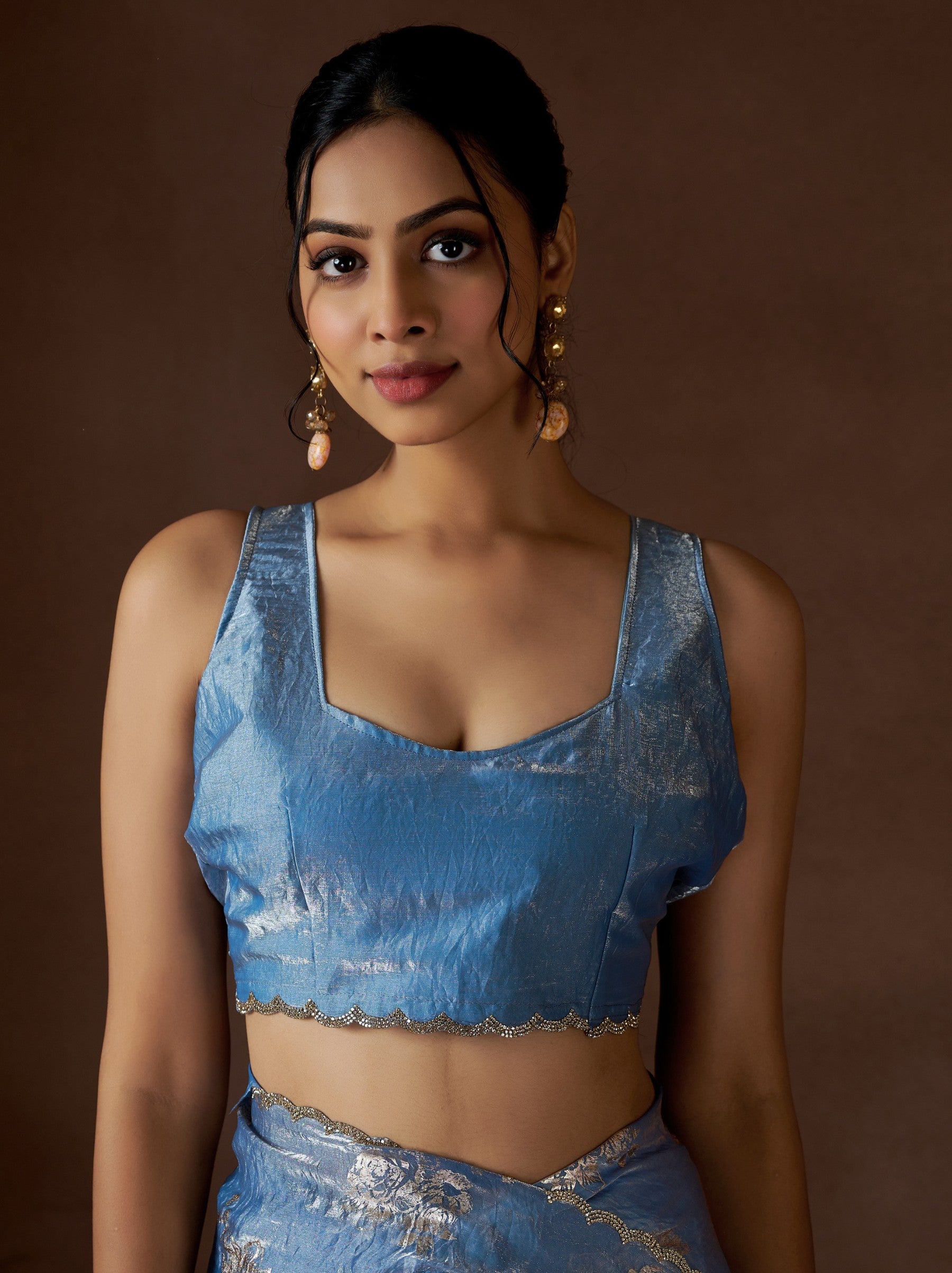 Cornflower Blue Party Premium Designer Saree - TrendOye
