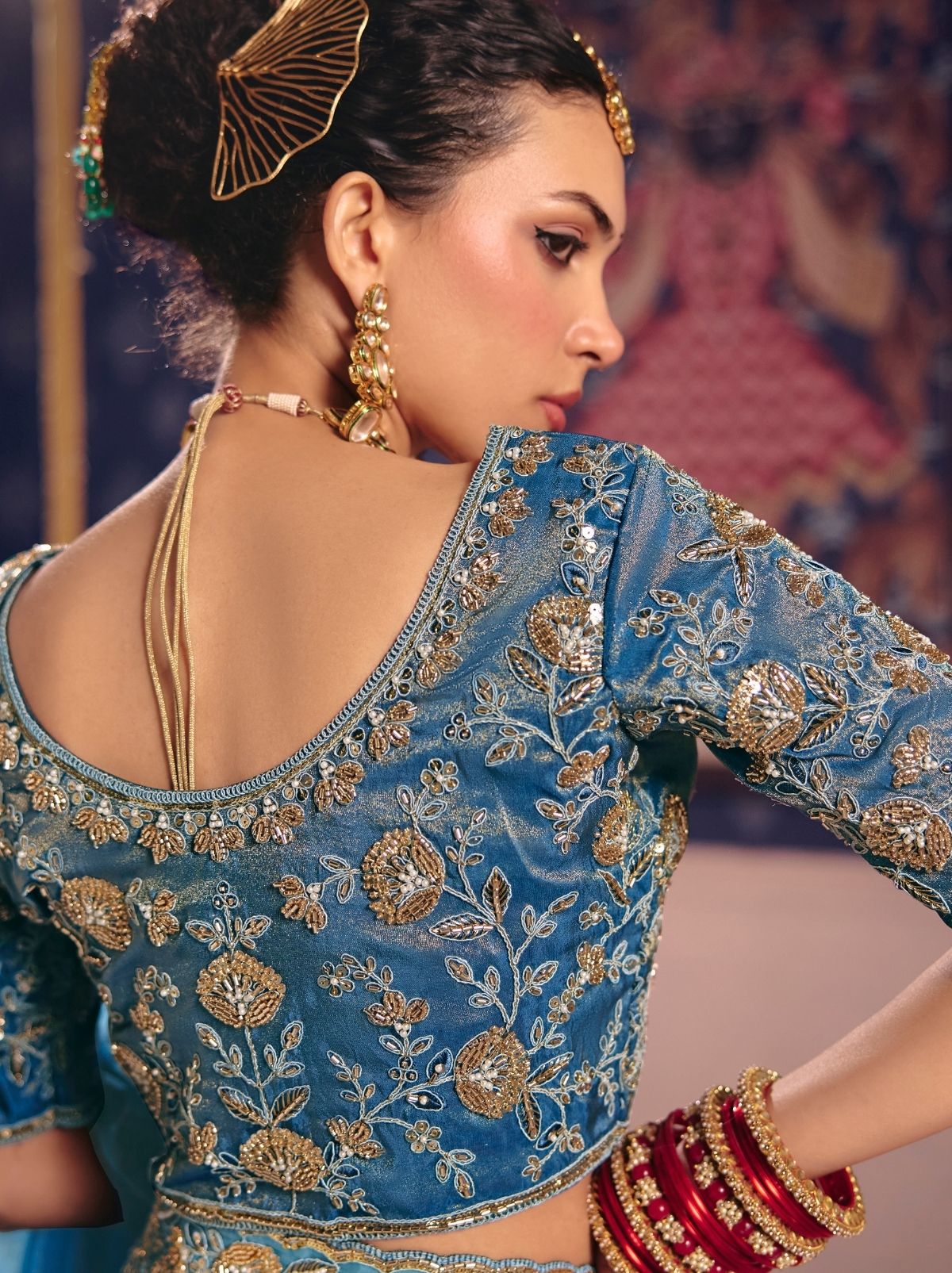 Azure Blue Tissue Silk Saree with Luxurious Zari & Embroidered Border