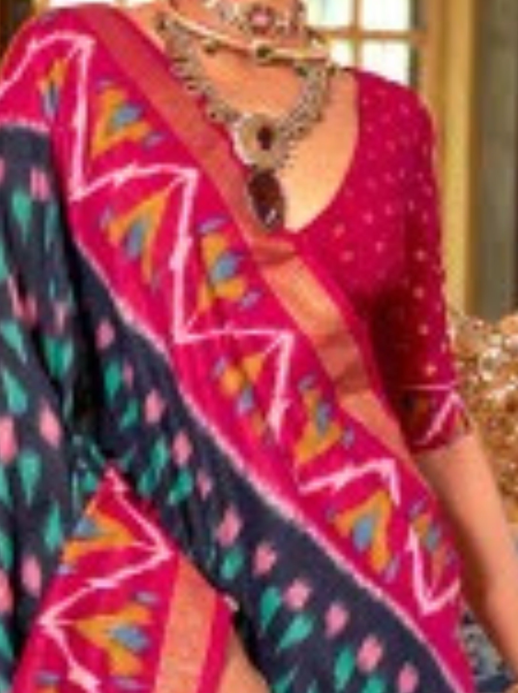 Space Blue Vibrant Patola Silk Festive Saree - TrendOye