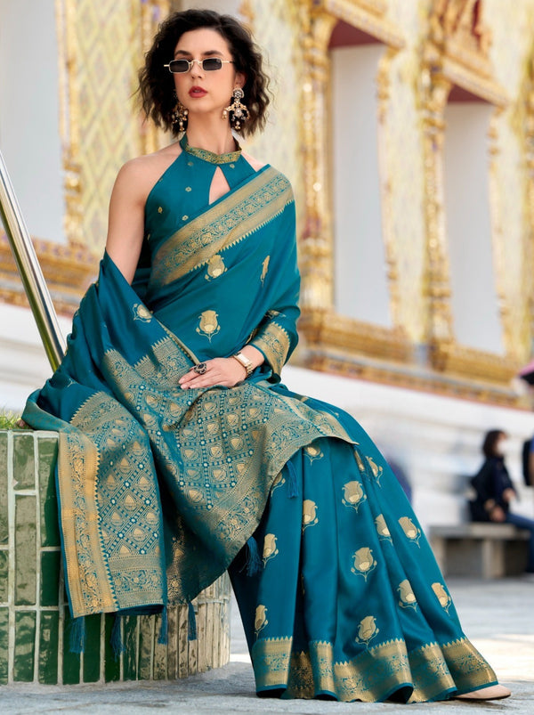 Yale Blue Celebration Saree