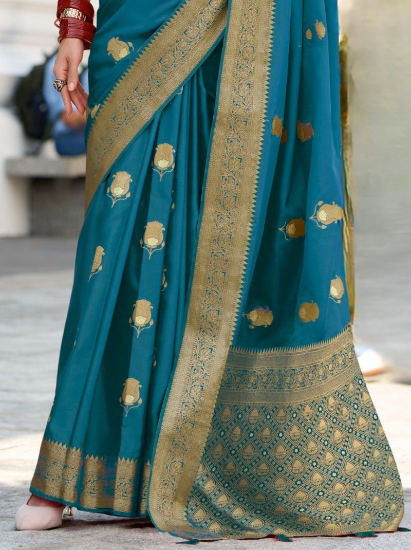 Yale Blue Celebration Saree