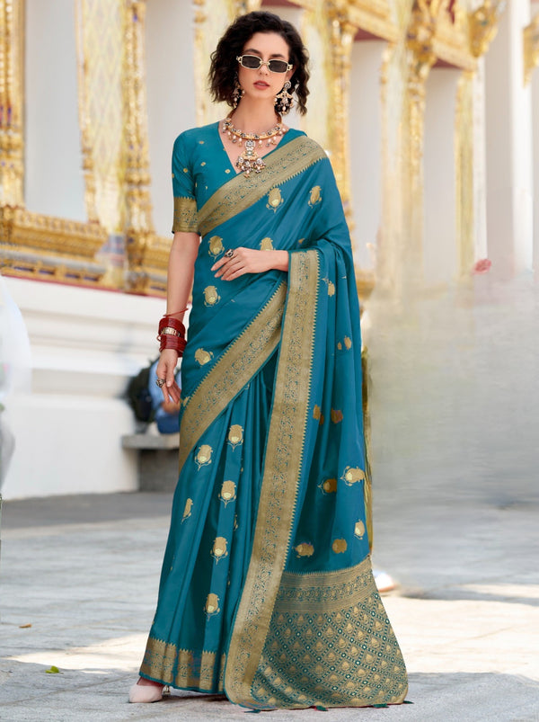 Yale Blue Celebration Saree