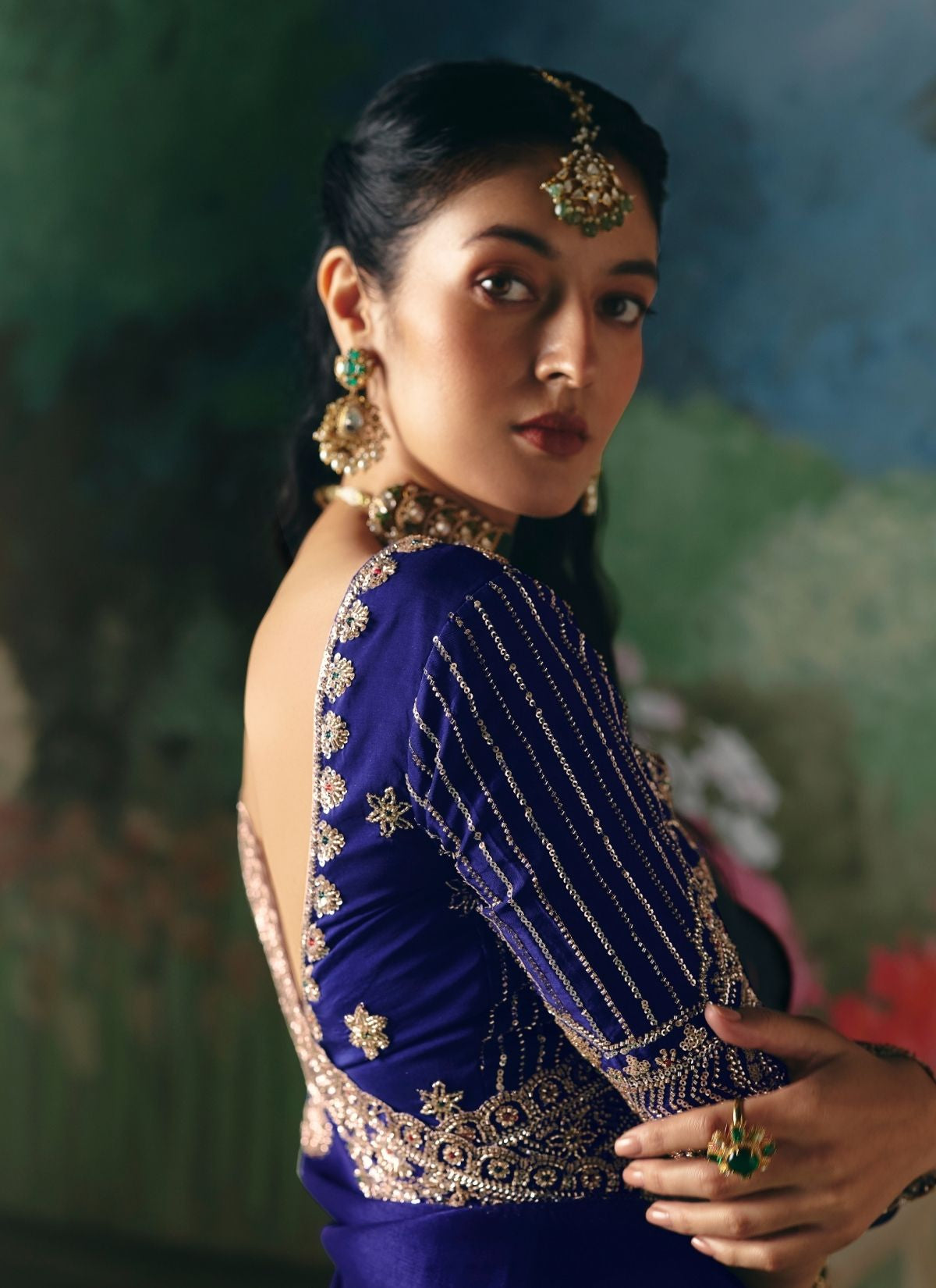 Royal Blue Wedding & Party Fancy Saree With Premium Blouse Piece - TrendOye