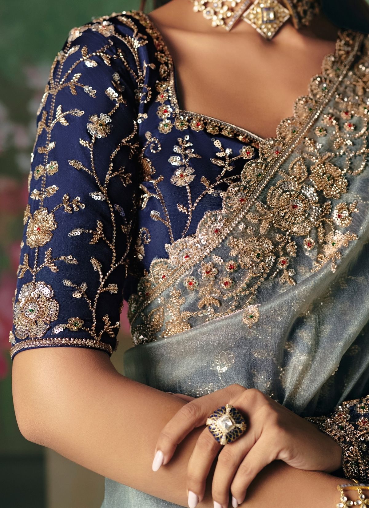 Midnight Ombre Blue Wedding & Party Fancy Saree With Premium Blouse Piece - TrendOye